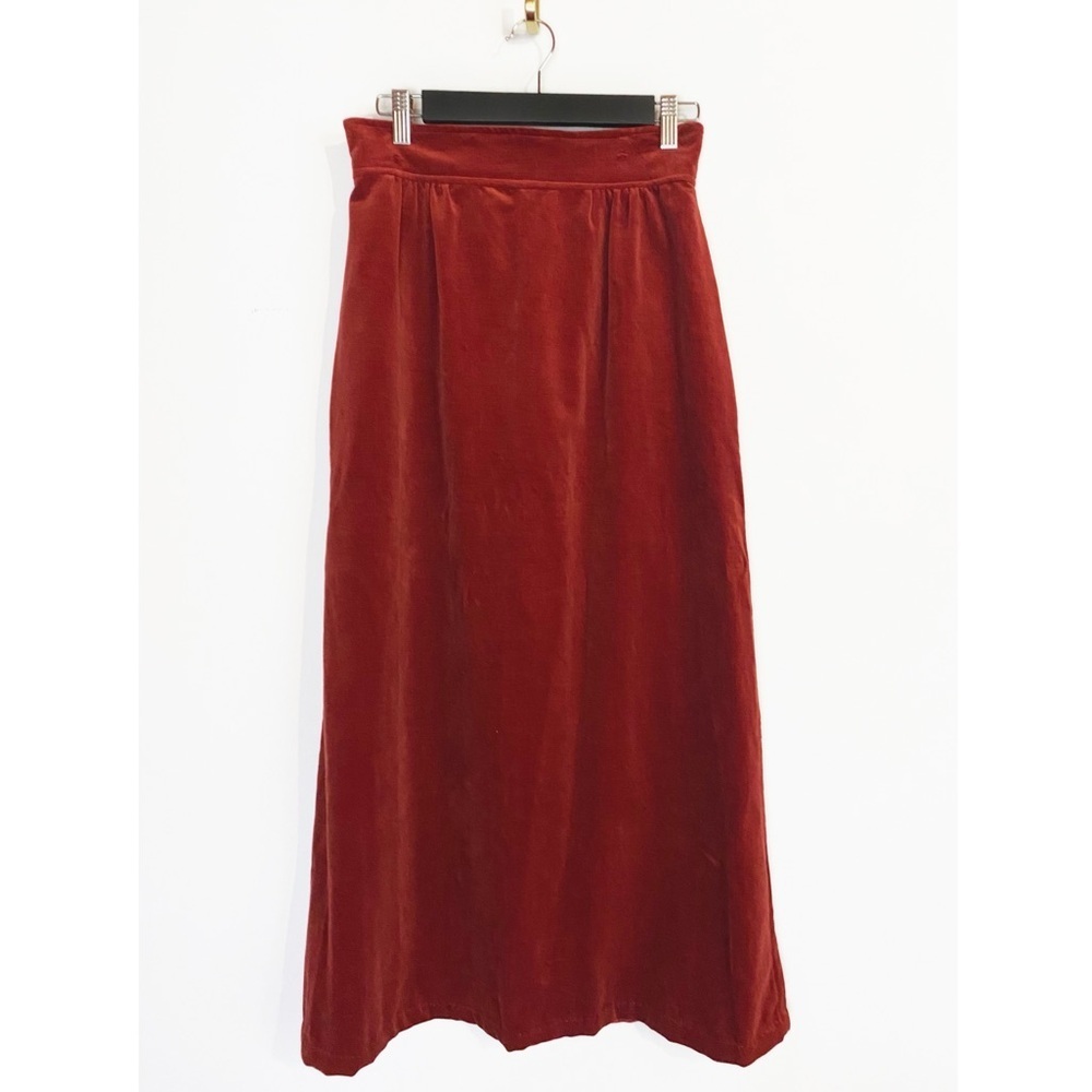 Vtg Womens Velvet Red Orange Skirt High waisted Rag o’ Muffins size M